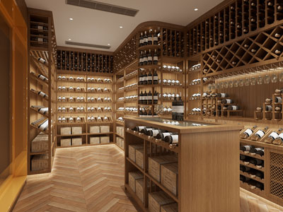 现代实木红酒酒窖