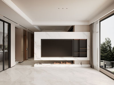 现代客厅电视背景墙3d模型 现代客厅电视背景墙