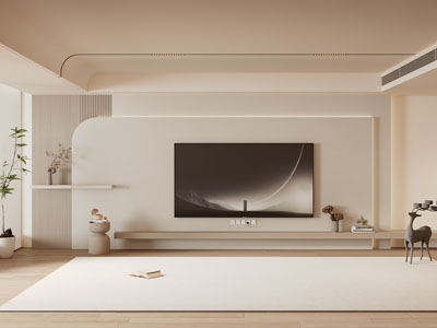 侘寂风客厅电视背景墙3d模型 侘寂风客厅电视背景墙