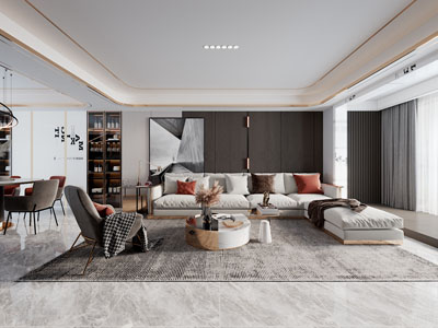 现代轻奢客厅餐厅