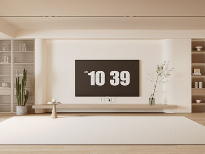 侘寂风客厅电视背景墙3d模型 侘寂风客厅电视背景墙