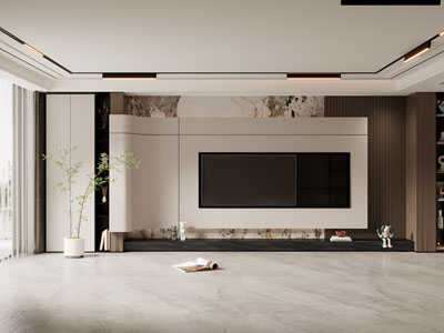 现代客厅电视背景墙3d模型 现代客厅电视背景墙