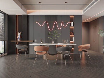 现代餐厅3d模型 现代餐厅
