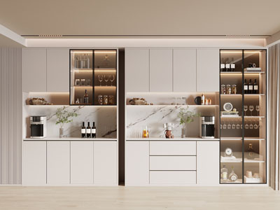 现代餐厅酒柜3d模型 现代餐厅酒柜
