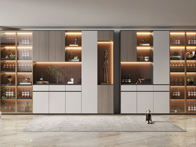 现代餐厅酒柜3d模型 现代餐厅酒柜