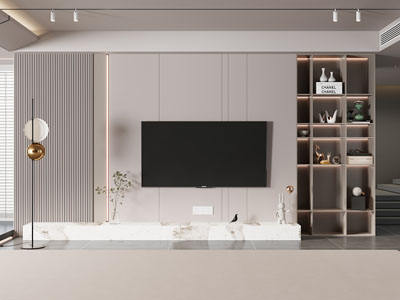 现代客厅电视背景墙3d模型 现代客厅电视背景墙