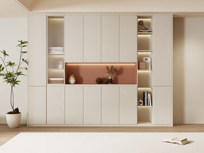 现代奶油风餐厅酒柜3d模型 现代奶油风餐厅酒柜