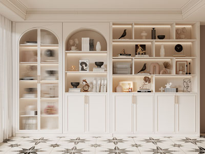 法式奶油餐厅酒柜3d模型 法式奶油餐厅酒柜