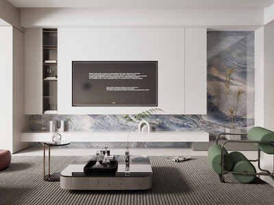 现代客厅电视背景墙3d模型 现代客厅电视背景墙