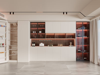 现代餐厅酒柜3d模型 现代餐厅酒柜