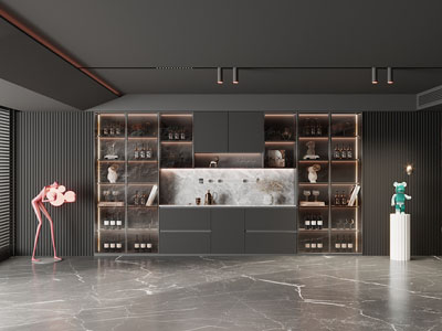 现代餐厅酒柜3d模型 现代餐厅酒柜