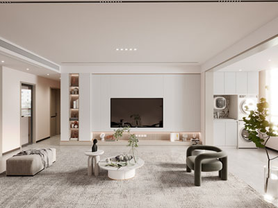 现代客厅电视背景墙3d模型 现代客厅电视背景墙