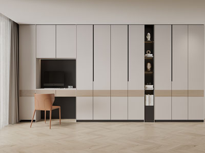 现代书桌组合衣柜3d模型 现代书桌组合衣柜