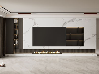 现代客厅电视背景墙3d模型 现代客厅电视背景墙