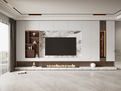 现代客厅电视背景墙3d模型 现代客厅电视背景墙
