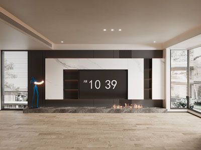 现代客厅电视背景墙3d模型 现代客厅电视背景墙