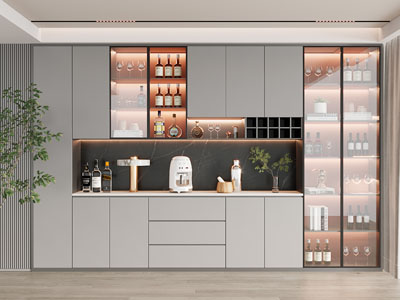现代餐厅酒柜3d模型 现代餐厅酒柜