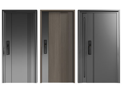 现代带密码锁的入户平开门