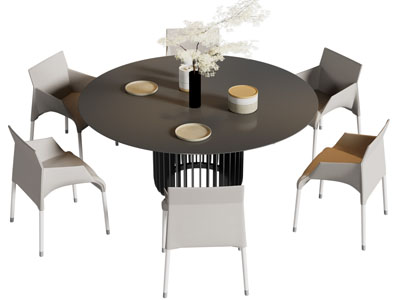 现代圆形餐桌椅组合