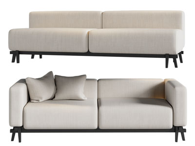 现代双人沙发3d模型 现代双人沙发