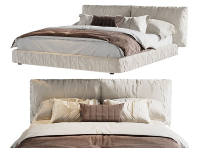 现代布艺双人床