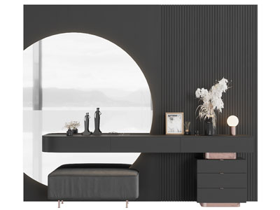 现代化妆、梳妆台背景墙3d模型 现代化妆、梳妆台背景墙