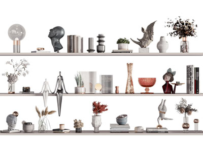 现代书籍、装饰品摆件组合