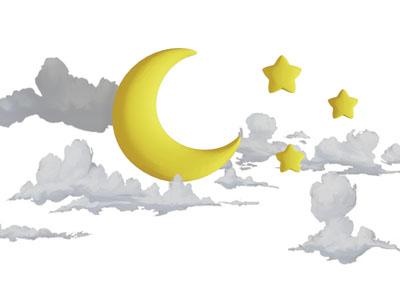 现代月亮、云朵和星星挂件