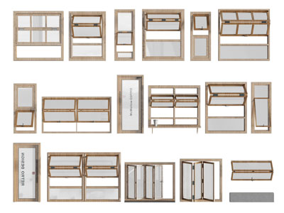 现代折叠推拉窗户