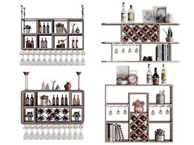 现代酒架3d模型 现代酒架