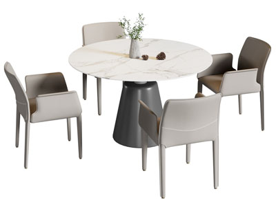 现代圆形餐桌椅组合