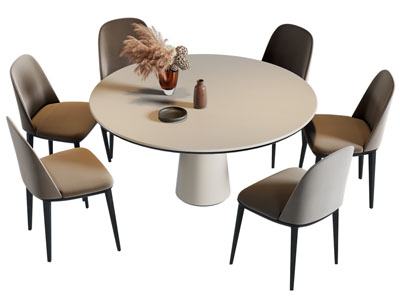 现代圆形餐桌椅组合