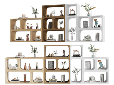 现代开放式置物书柜