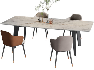 现代长方形餐桌椅组合