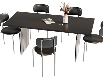 现代长方形餐桌椅组合