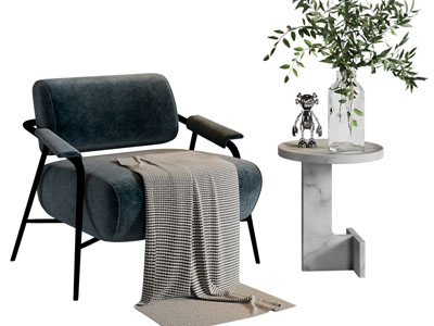 现代休闲椅子、边几