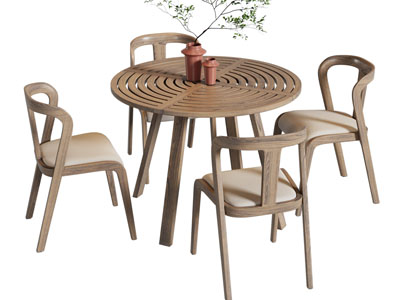 现代圆形餐桌椅组合