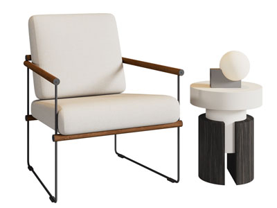 现代休闲椅子、边几