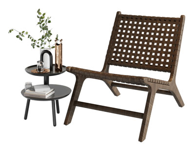 现代休闲椅子、边几