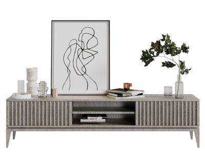 现代电视柜、摆件组合