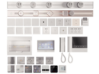 现代轨道插座、配电箱、可视电话开关面板3d模型 现代轨道插座、配电箱、可视电话开关面板