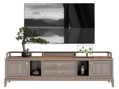 新中式电视柜、电视机