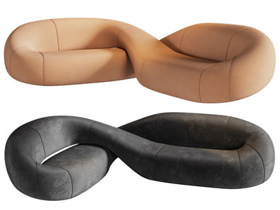 现代扭曲双人沙发3d模型 现代扭曲双人沙发