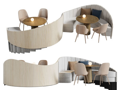 现代卡座餐桌椅组合