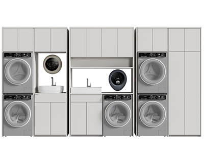 现代洗衣机、烘干机收纳柜