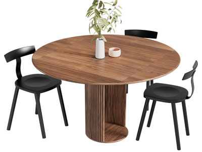 现代实木圆形餐桌椅组合