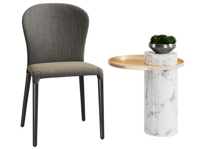 现代休闲椅子、餐椅、边几