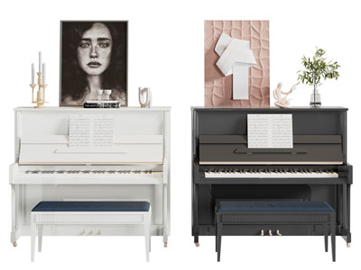 现代钢琴、琴凳3d模型 现代钢琴、琴凳