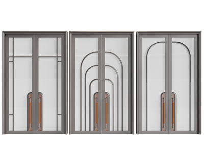 现代玻璃双扇平开门、大门