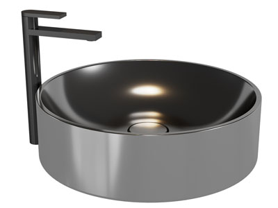 现代圆形黑色洗手盆